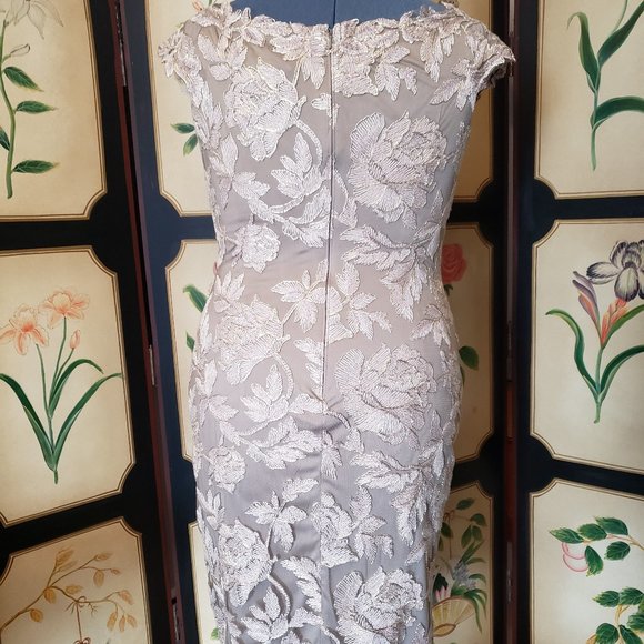 🎉HOST PICK🎉Tadashi Shoji Metallic Embroidered Lace Sheath - Picture 4 of 8